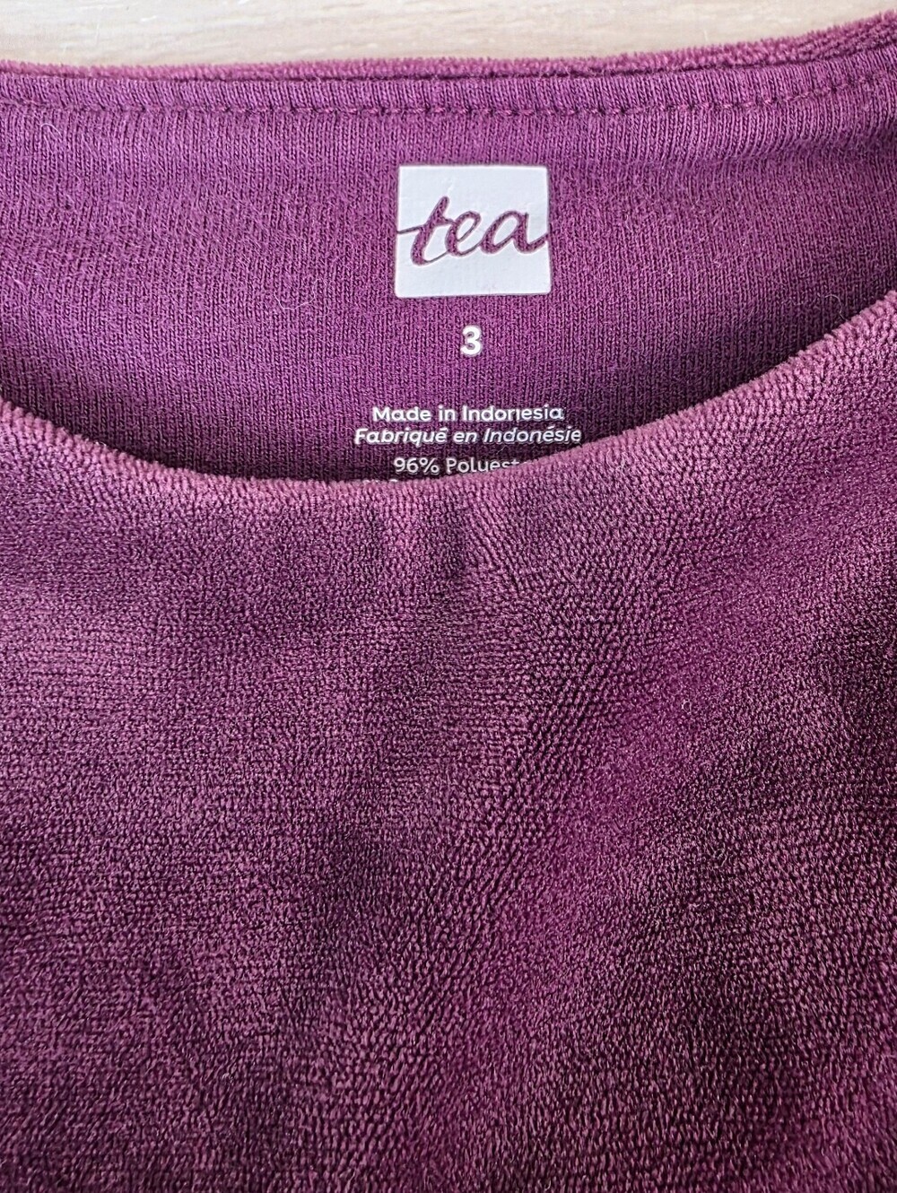 Tea Collection Plum Velvet Peplum Dress 3T - Picture 2 of 2